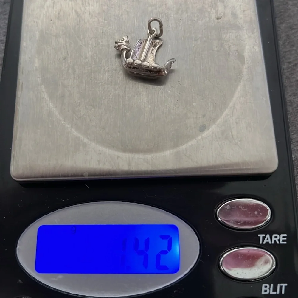 Sterling Viking Longboat Dragon Charm - Picture 5 of 6